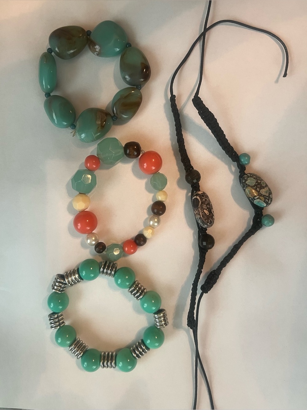 Turquoise Bead Stretch Bracelet - Unbranded